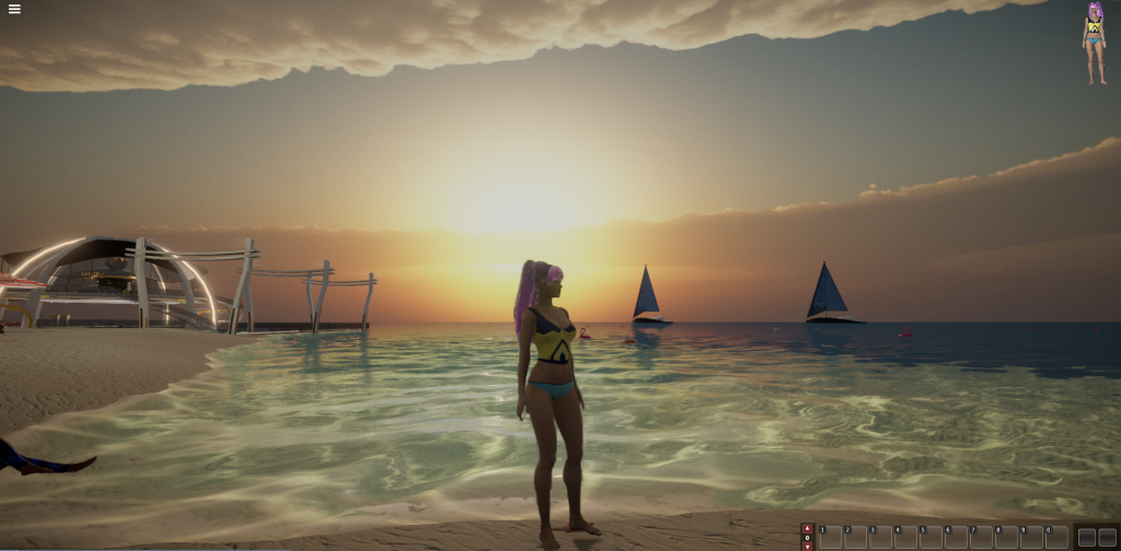 Закат на пляже в 3D-мире Maska
