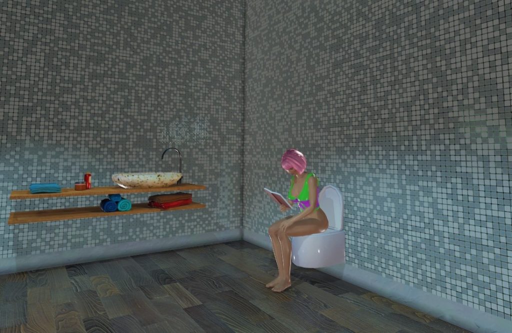 Девушка на унитазе за чтением. Онлайн-игра "Maska"