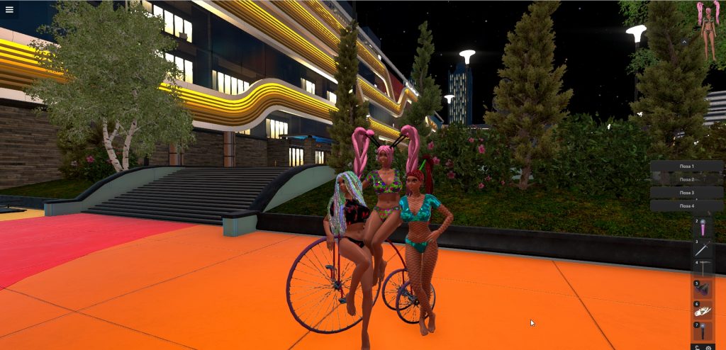 Девушки на велосипеде в онлайн-игре "Маска"
