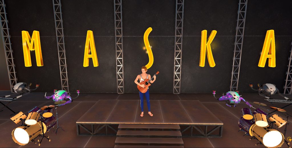 Гитарист на сцене в 3D-мире "Maska"