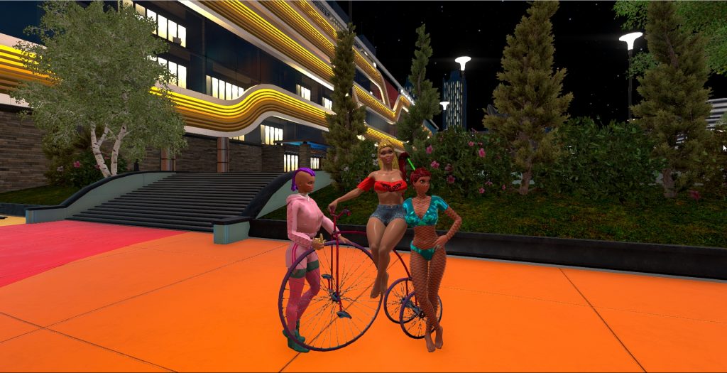 Девушки и велосипед в онлайн-игре "Маска"